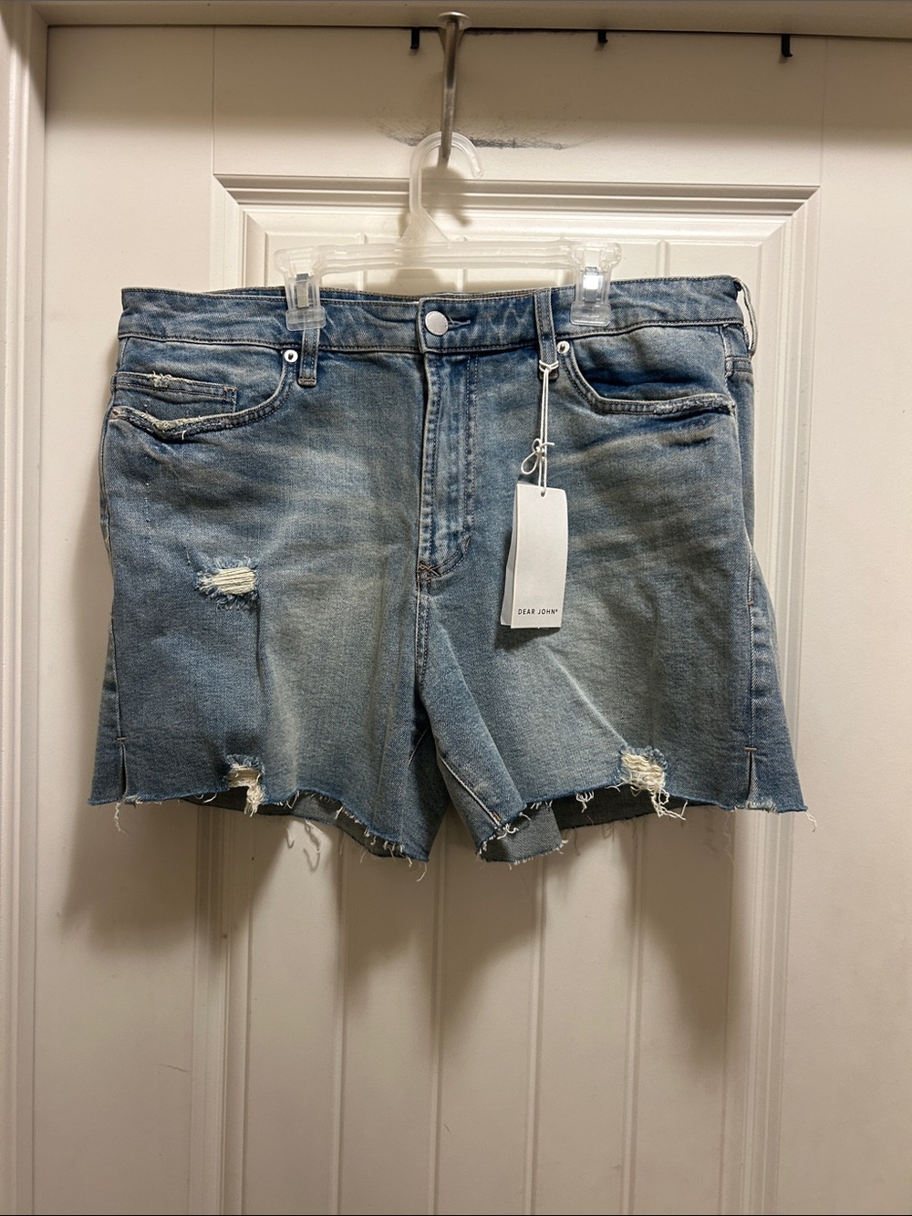 NWT Dear John Faded Blue Distressed Denim raw h Shorts - Picture 1 of 4